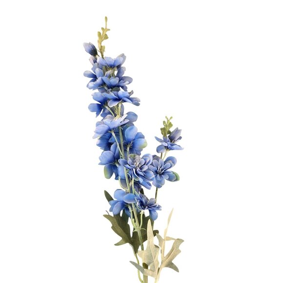 Artificial Blue Delphinium Silk Flowers With Greenery For Floral Arrangements & - Picture 1 of 8